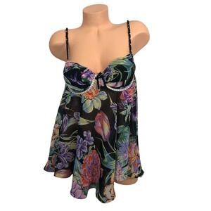 In Bloom Jonquil Floral Babydoll Bustier Nightgown Slip Dress Size XL Lingerie